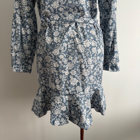 Chaps - Blue and White Floral Button Down Midi Dress - Picture 5 of 12